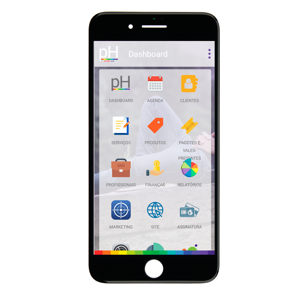 telas-celular-dashboard O pH é um sistema criado para você, Cabeleireiro, Barbeiro, Podóloga, Esteticista, Maquiador e afins